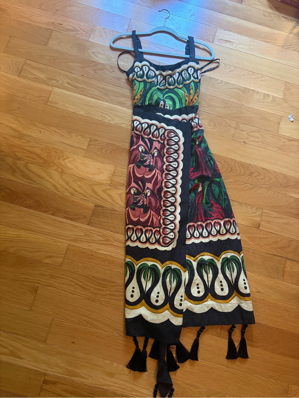 FARM Rio Strappy Maxi Dress in Black, Green & Red - Picture 3 of 5